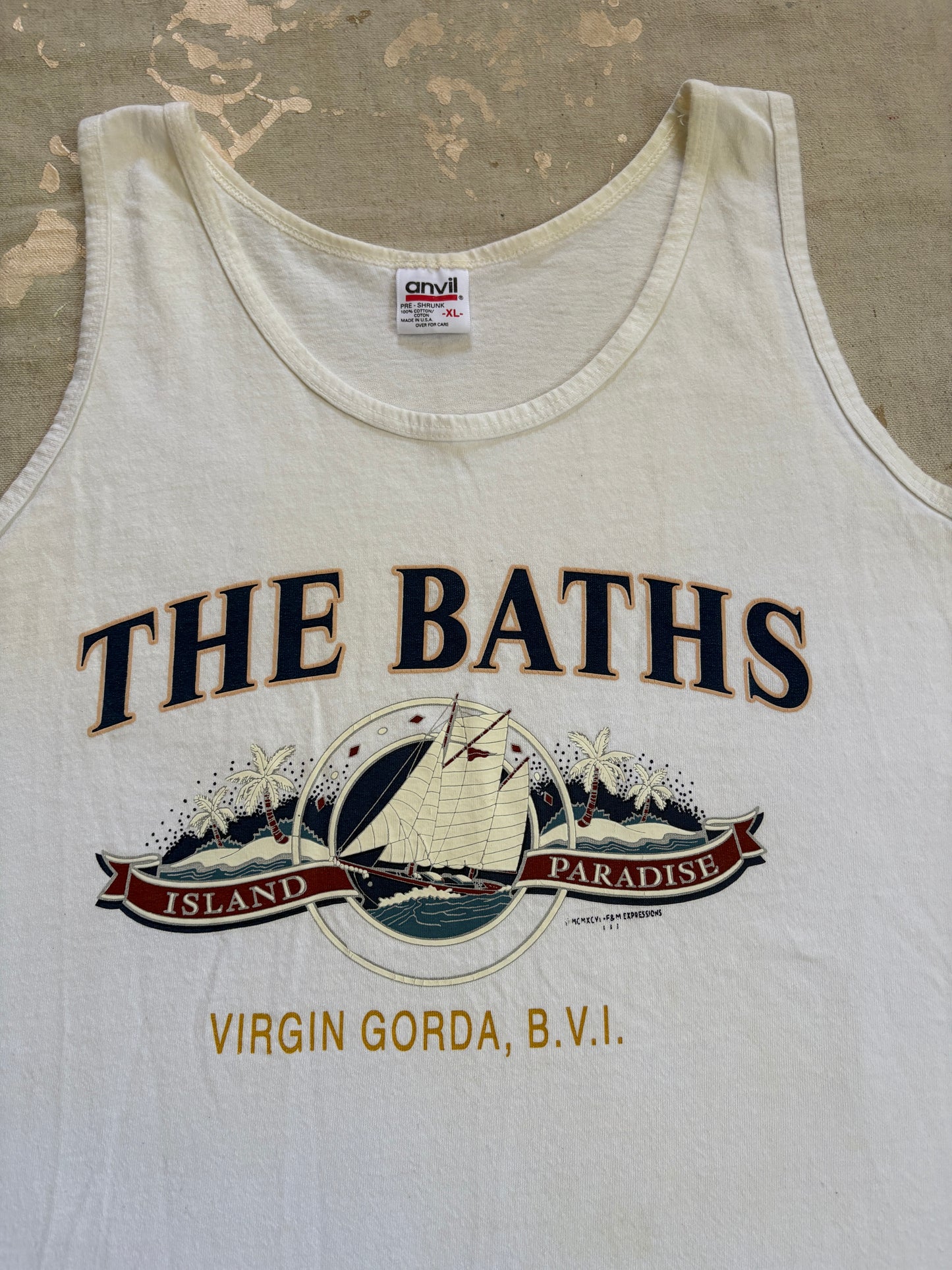 Vintage 90s The Baths Island Paradise Virgin Gorda BVI Tank Top