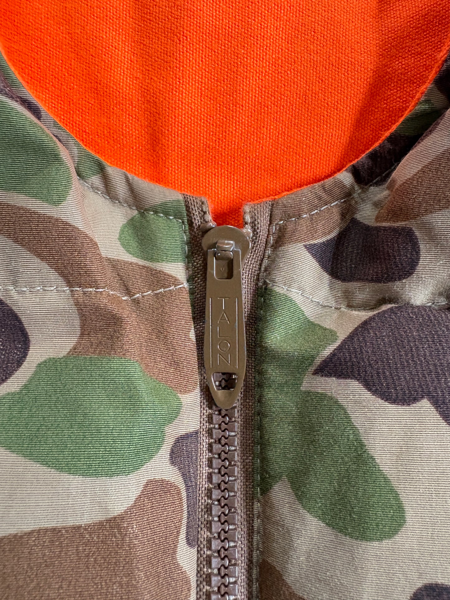 Vintage 80s Eddie Bauer Reversible Goose Down Orange Camo Vest