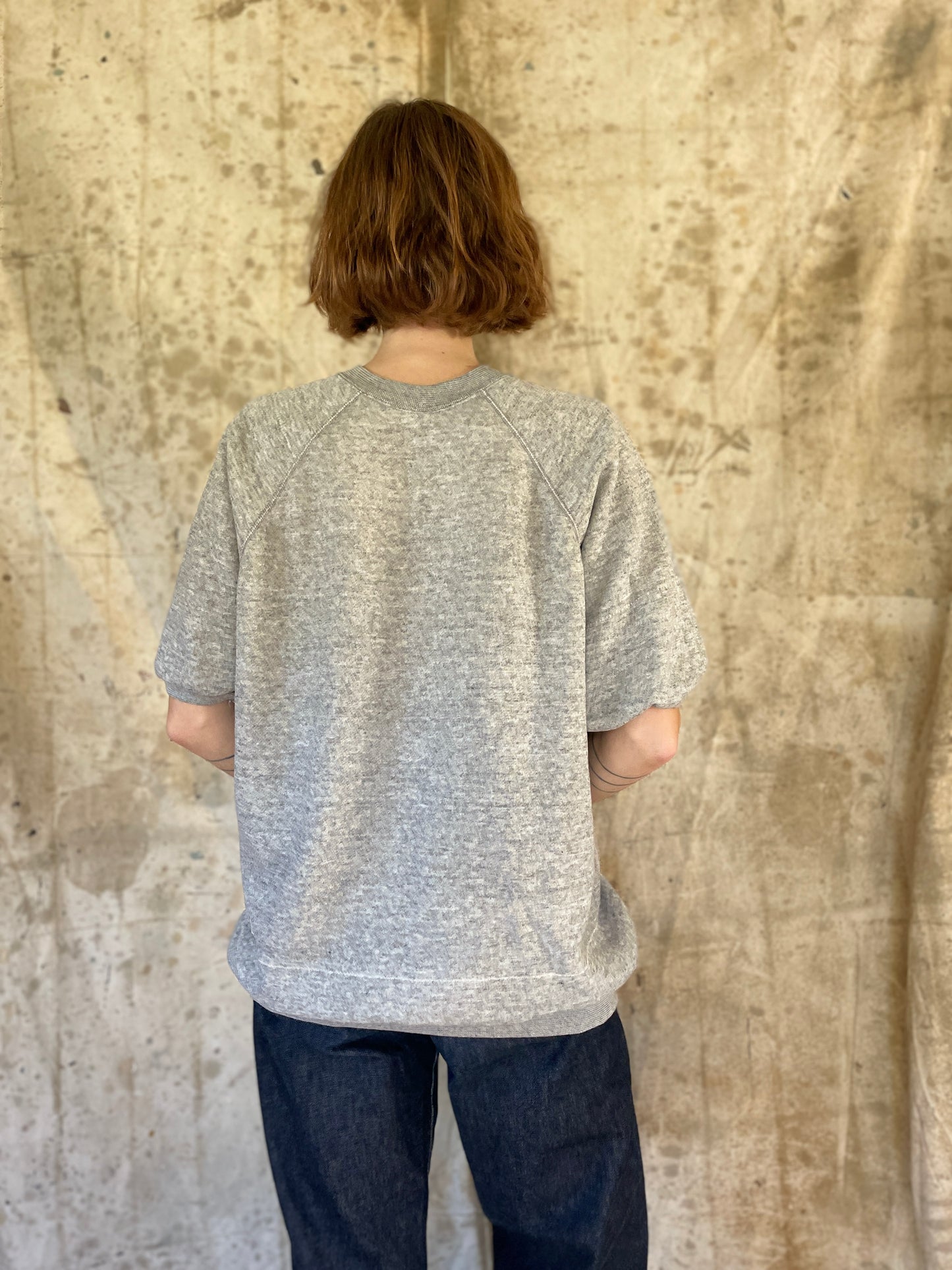 80s Blank Grey Short Sleeve Sweatshirt