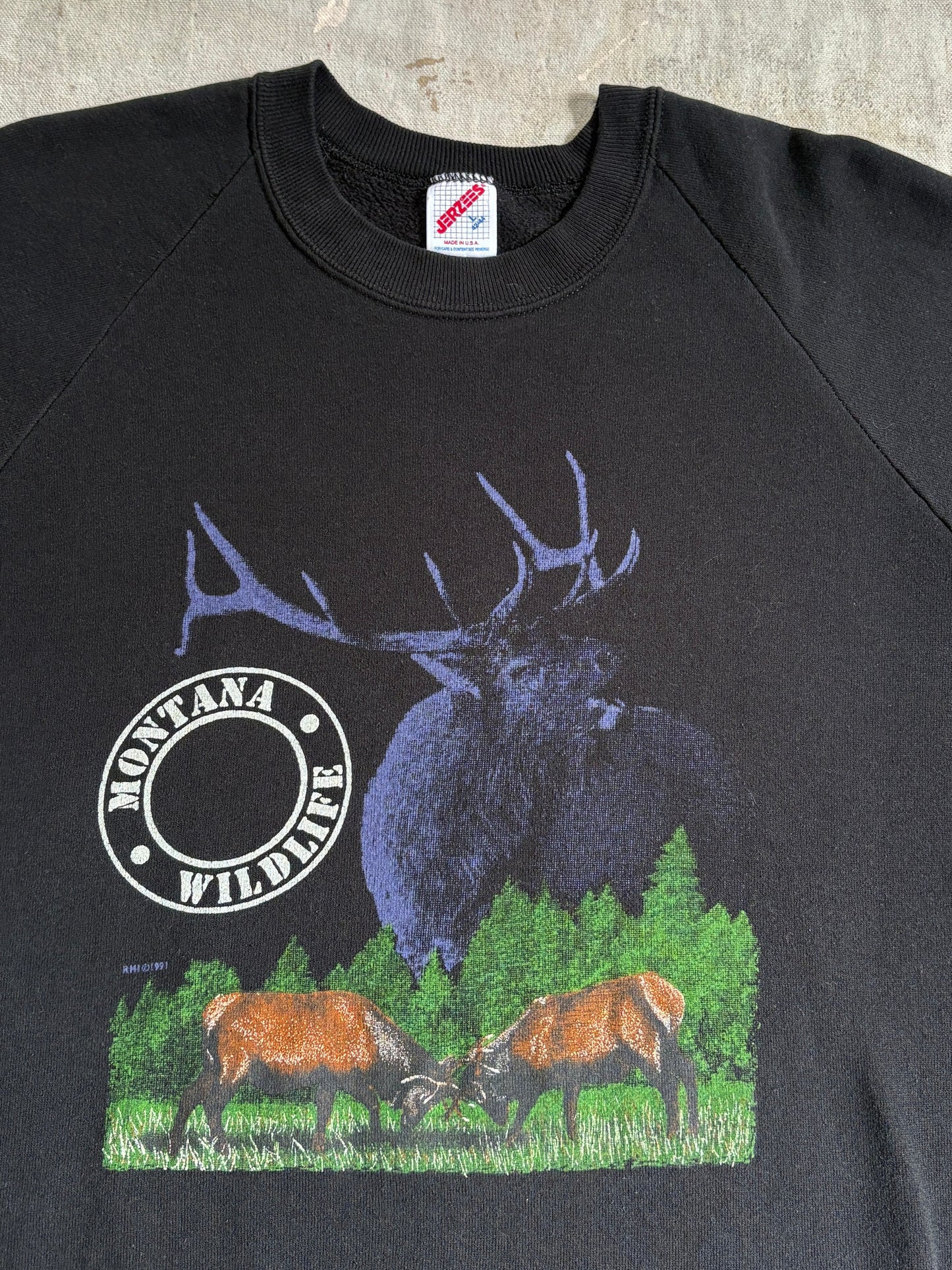 Vintage 90s Montana Wildlife Elk Sweatshirt