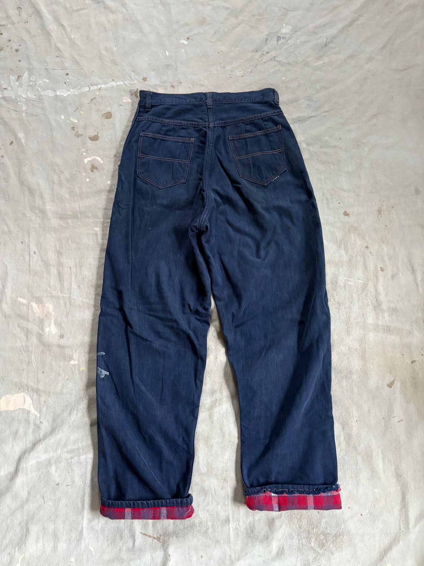 Vintage 50s Flannel Lined Side Zip Jeans