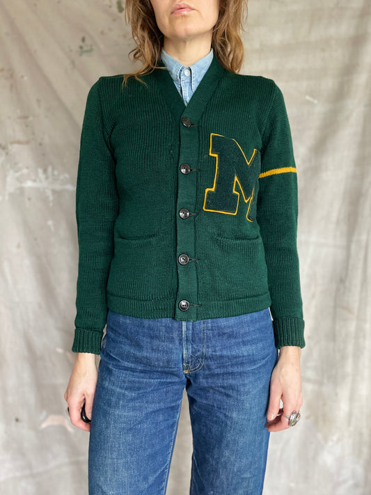 50s Green Letterman Sweater