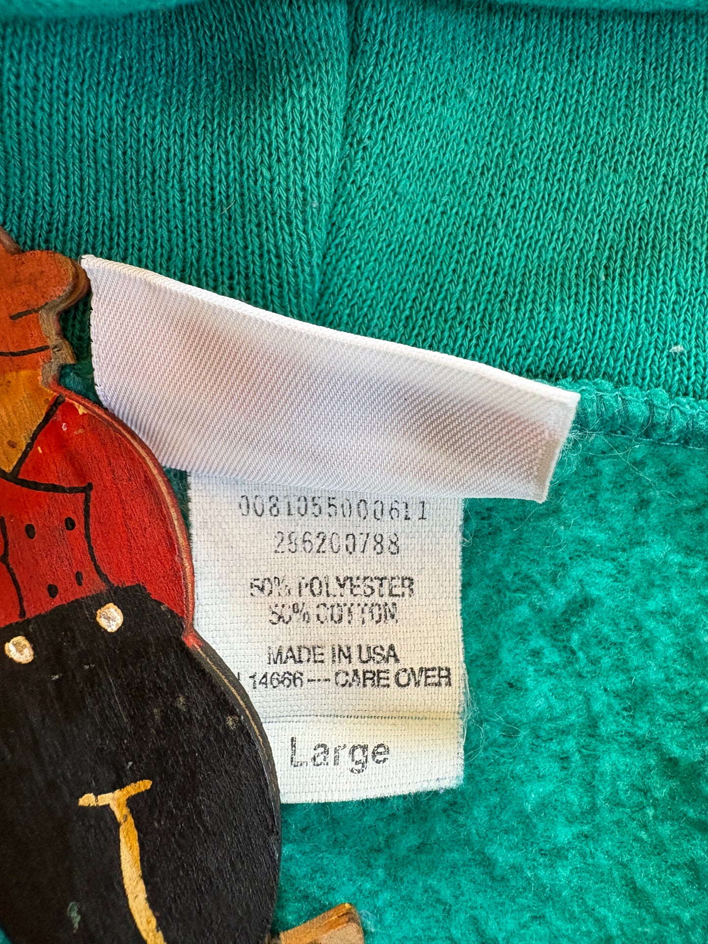Vintage 80s Blank Turquoise Hoodie Sweatshirt