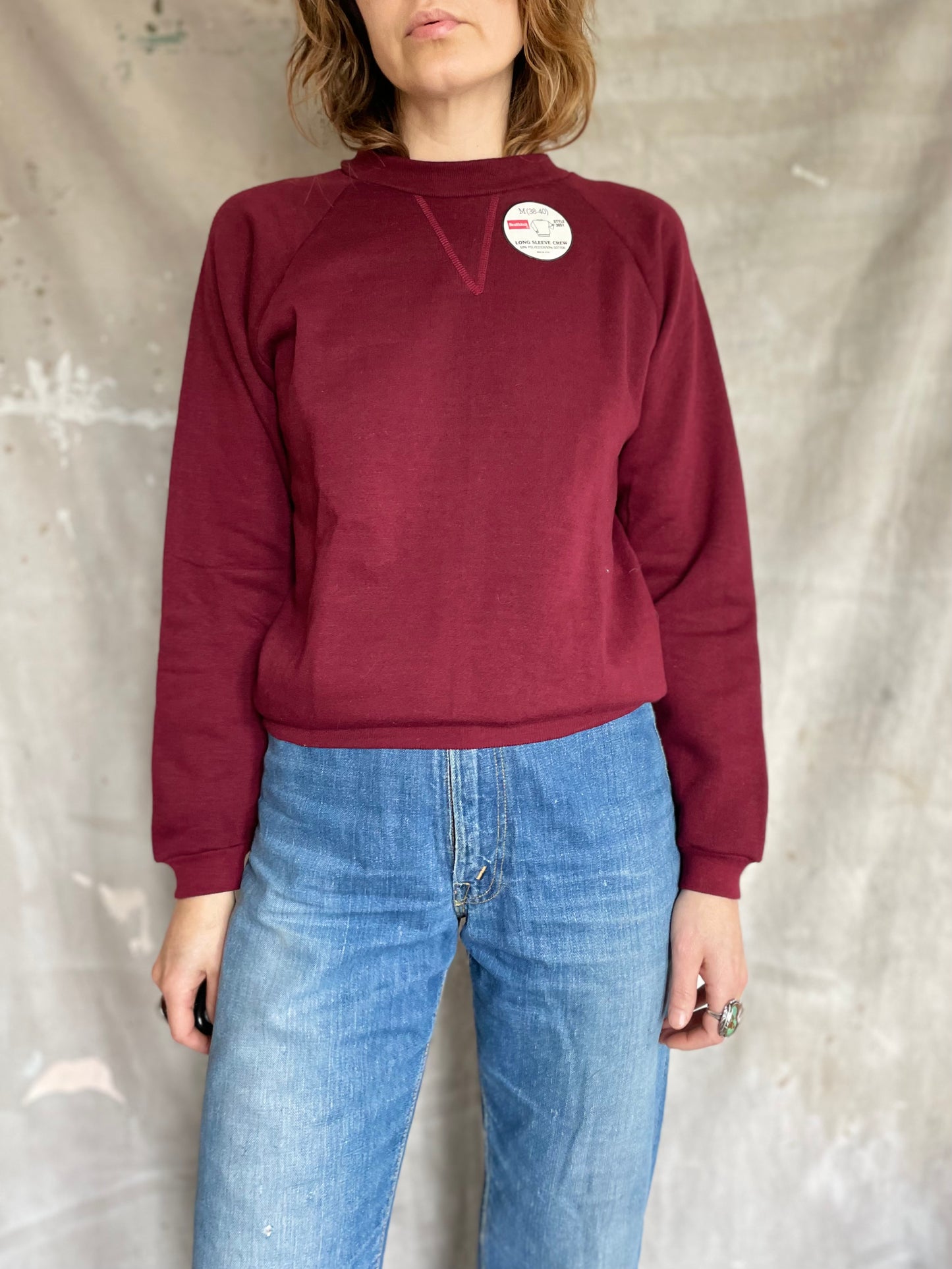 80s Deadstock Blank Maroon Sweatshirt