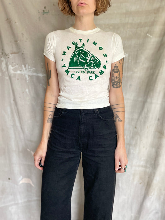 60s Flocked Hastings YMCA Camp Tee