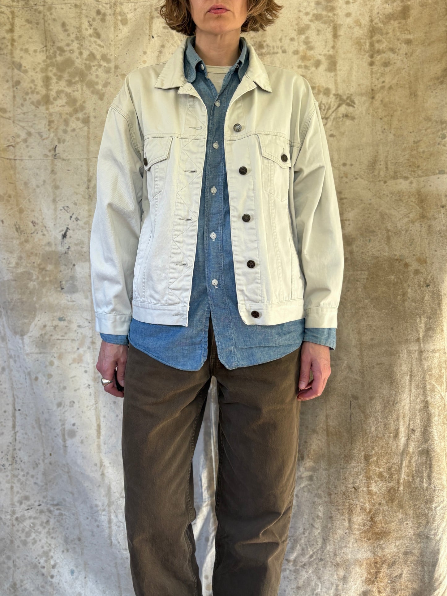 Vintage 90s Eddie Bauer Ecru Jean Jacket