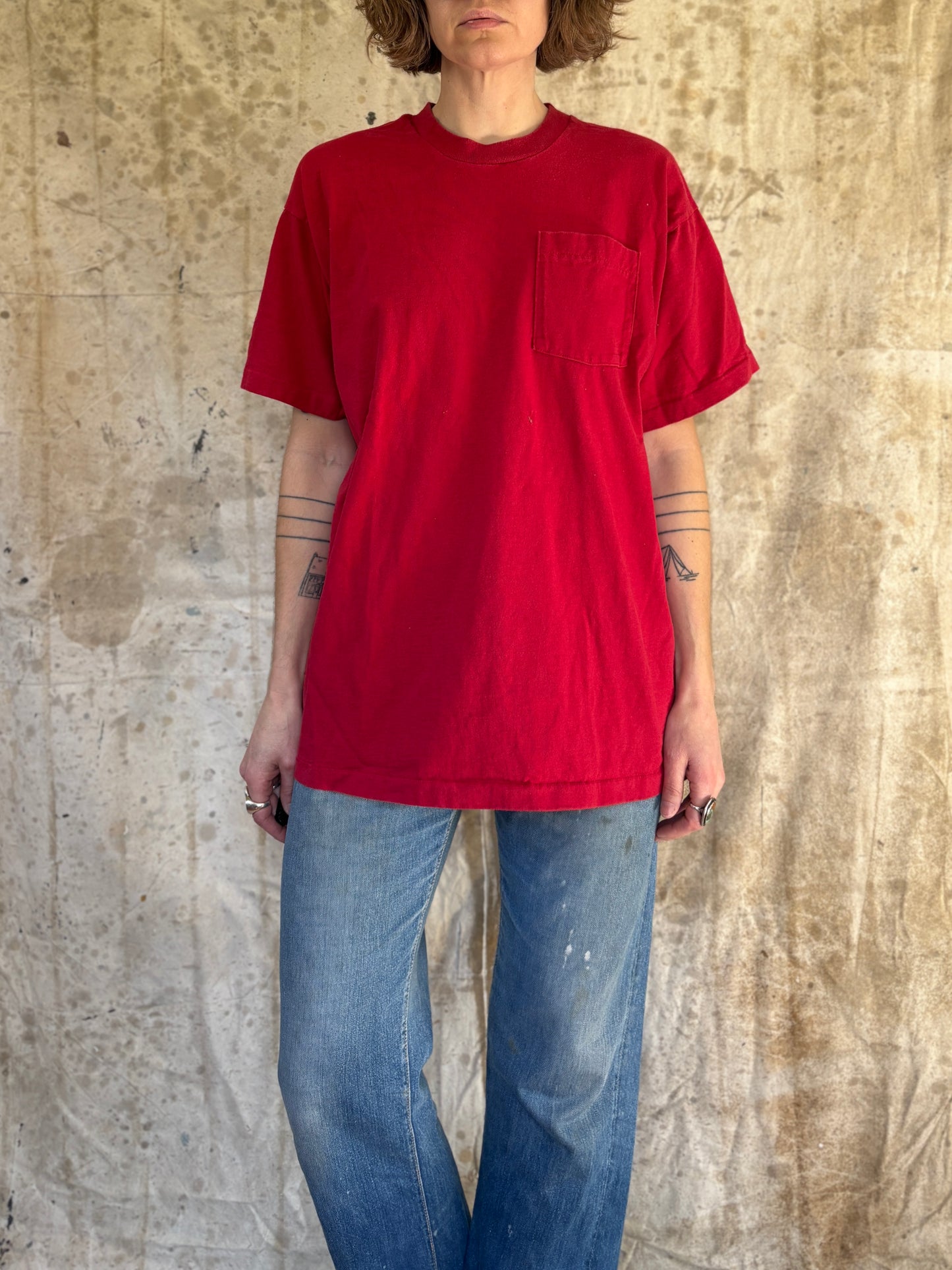 Vintage 80s/90s BVD Blank Maroon Pocket Tee