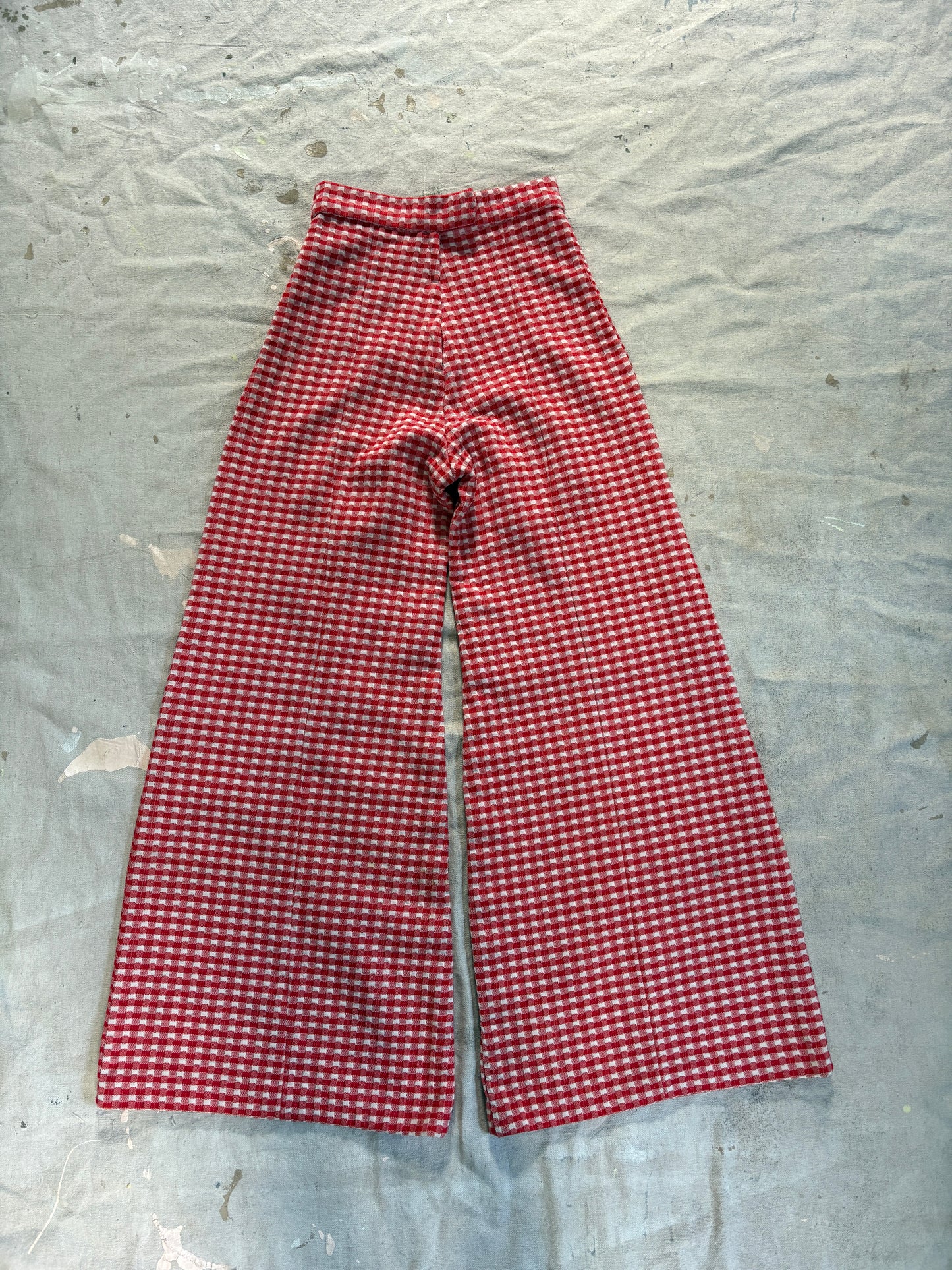 Vintage 70s Red Gingham Elephant Bell Bottom Pants