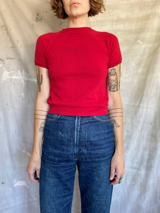 80s Blank Red Short Sleeve Sweatshirt