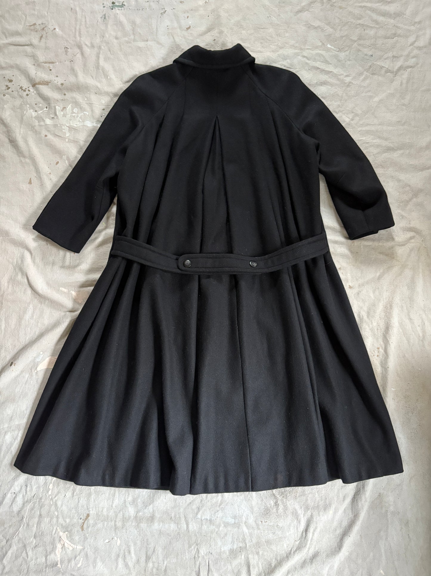 90s Black Wool Peacoat