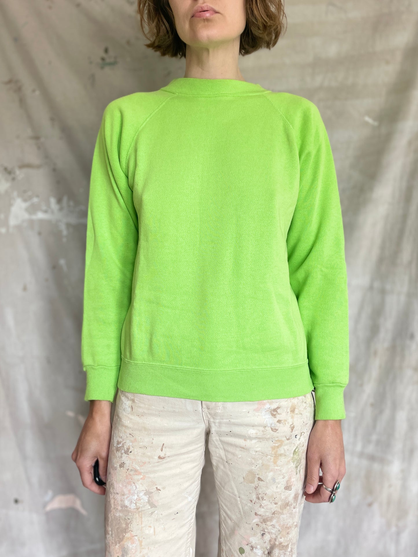80s Blank Bright Green Sweatshirt