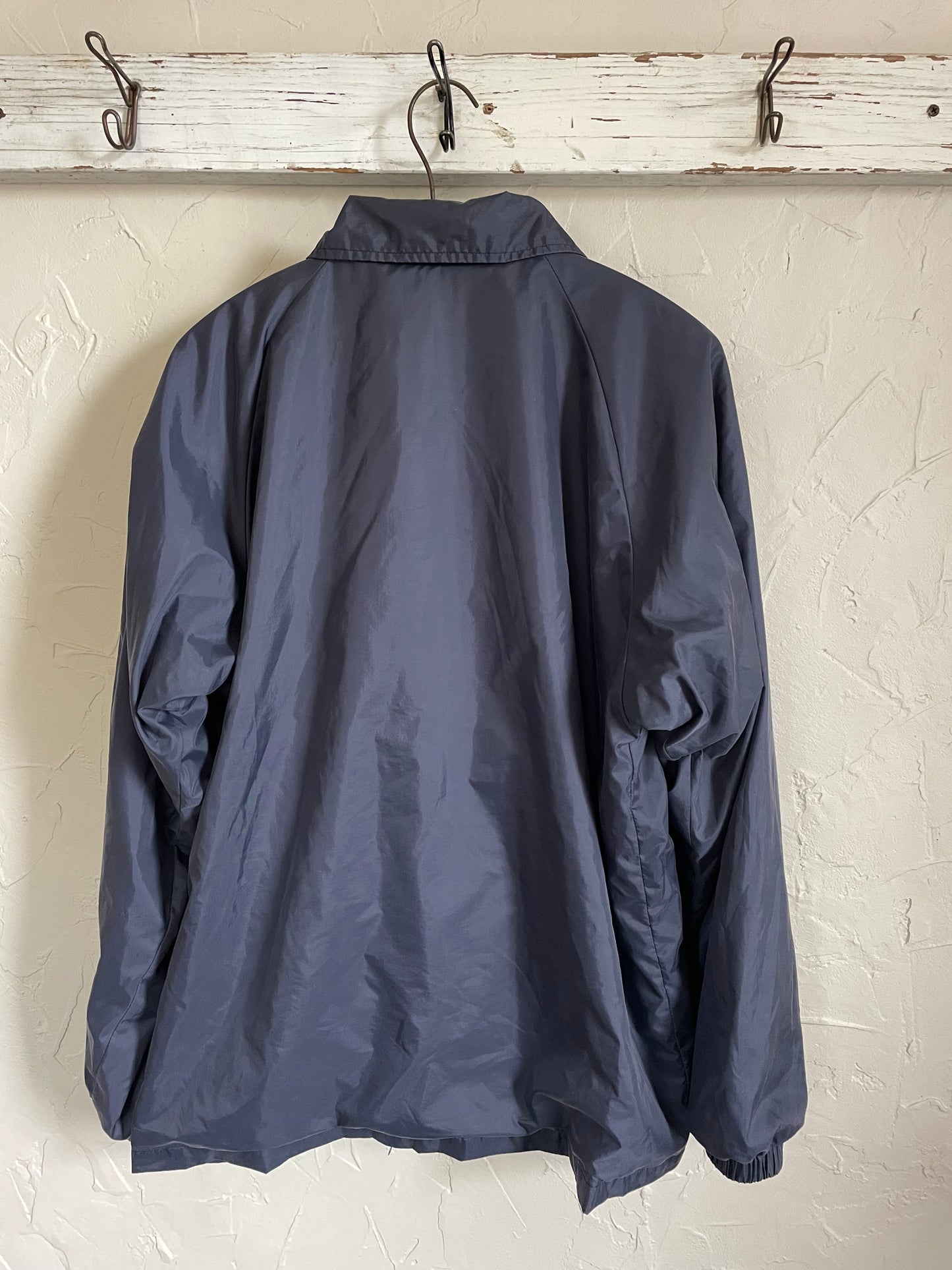90s Navy Blue Nylon Snap Front Jacket