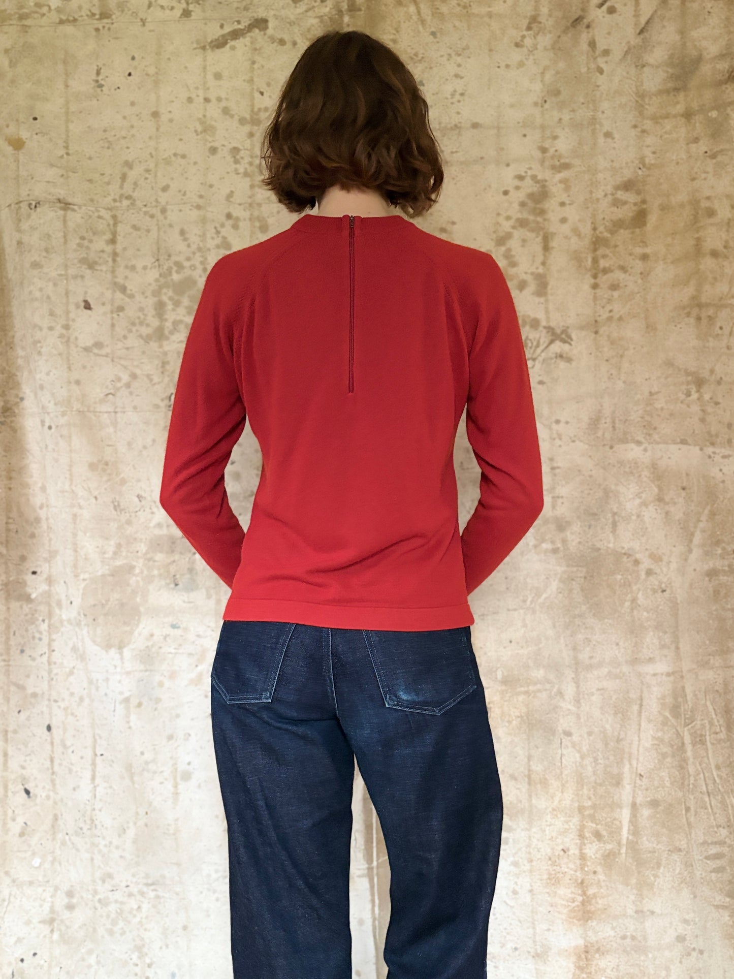 Vintage 80s Red Mock Neck Sweater