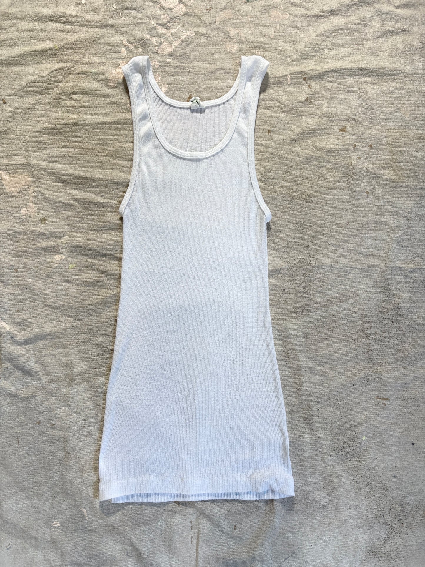 Vintage 80s Brut Plain White Tank Top