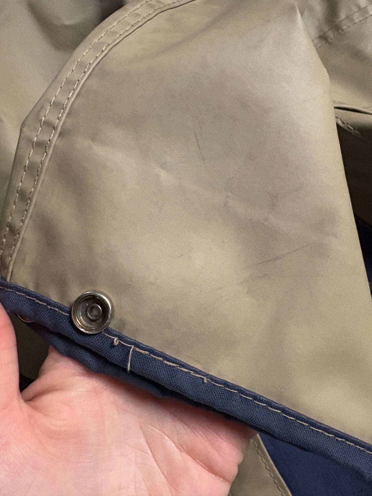 80s Tan Navy Blue Reversible Raincoat