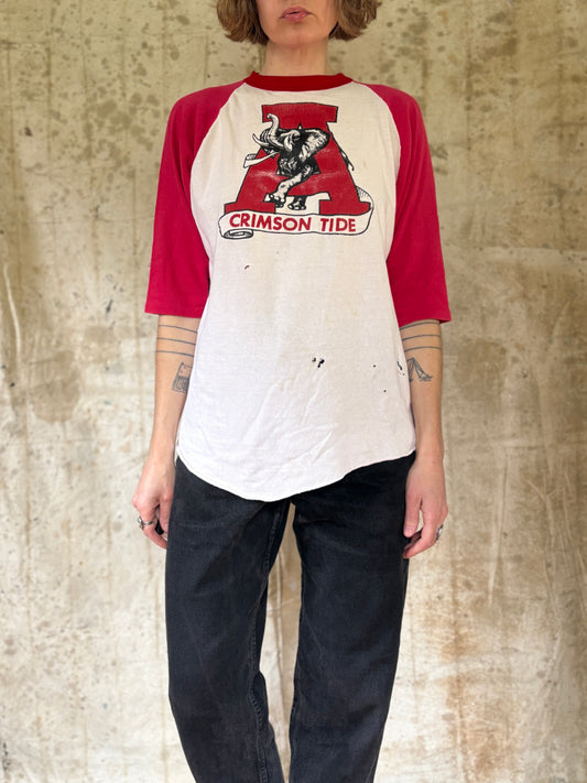Vintage 80s University Of Alabama Crimson Tide Baseball Tee