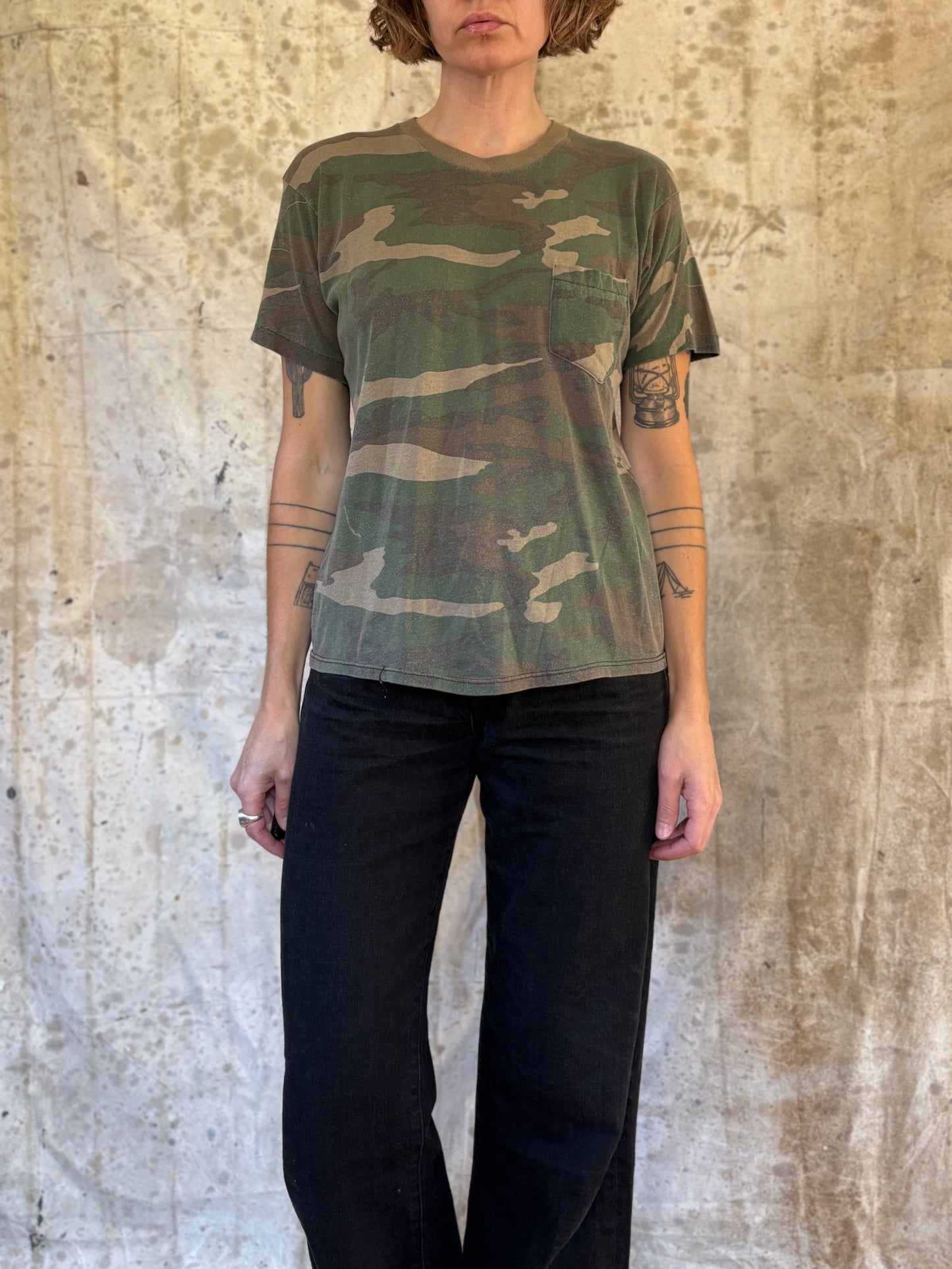 Vintage 80s Woodland Camo Pocket Tee