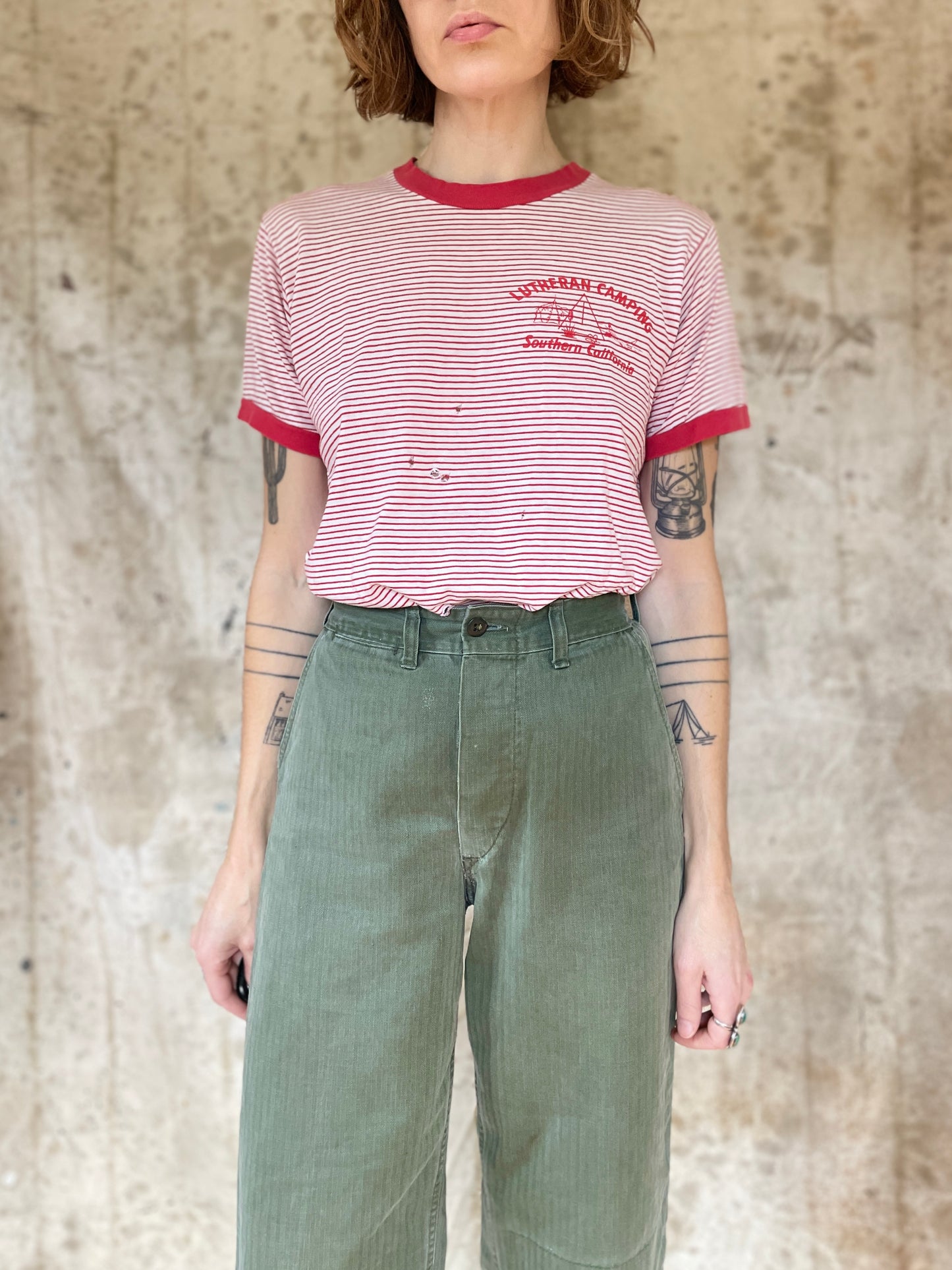 70s Lutheran Camping Micro Stripe Tee