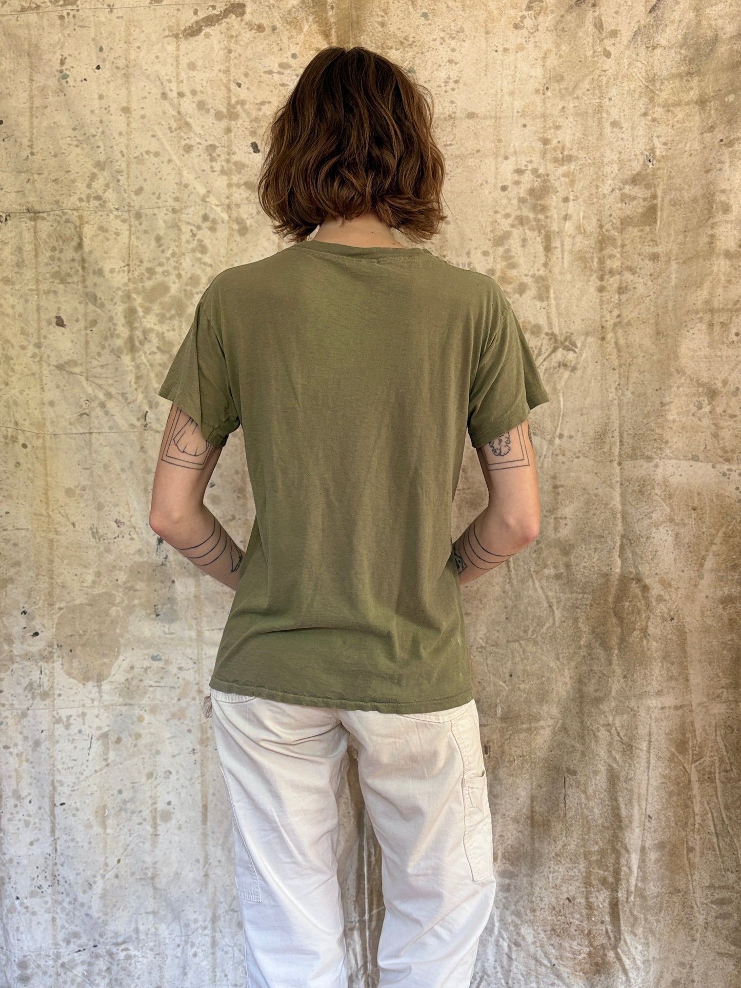 80s Blank Green Brown Military Tee