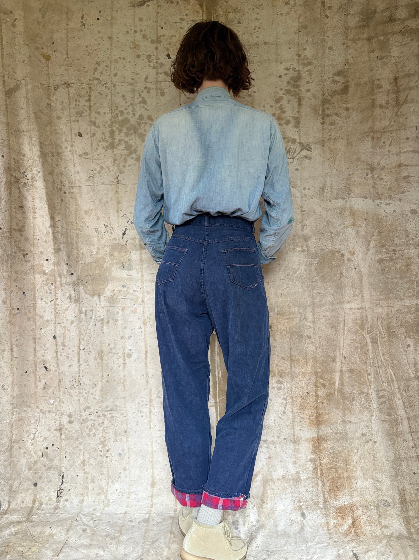 Vintage 50s Flannel Lined Side Zip Jeans