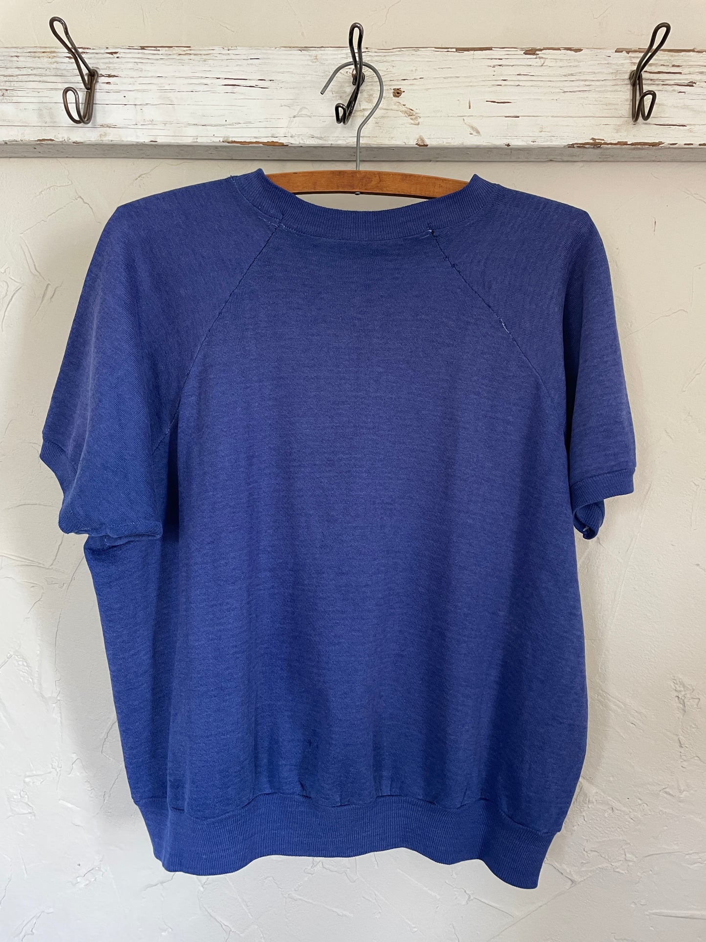 80s Blank Blue Short Sleeve Sweatshirt