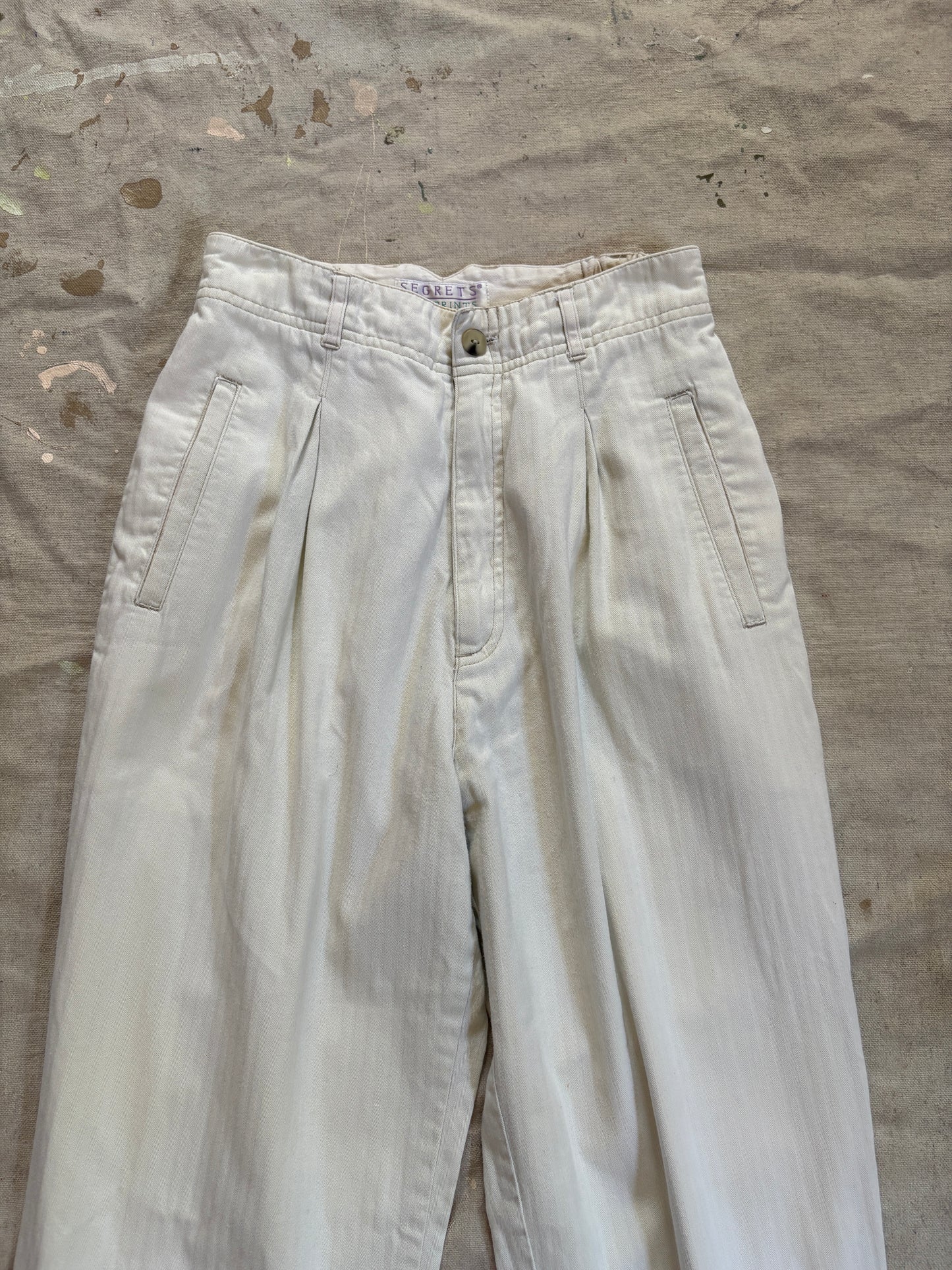90s Off-White HBT Herringbone Twill Pleated Slacks