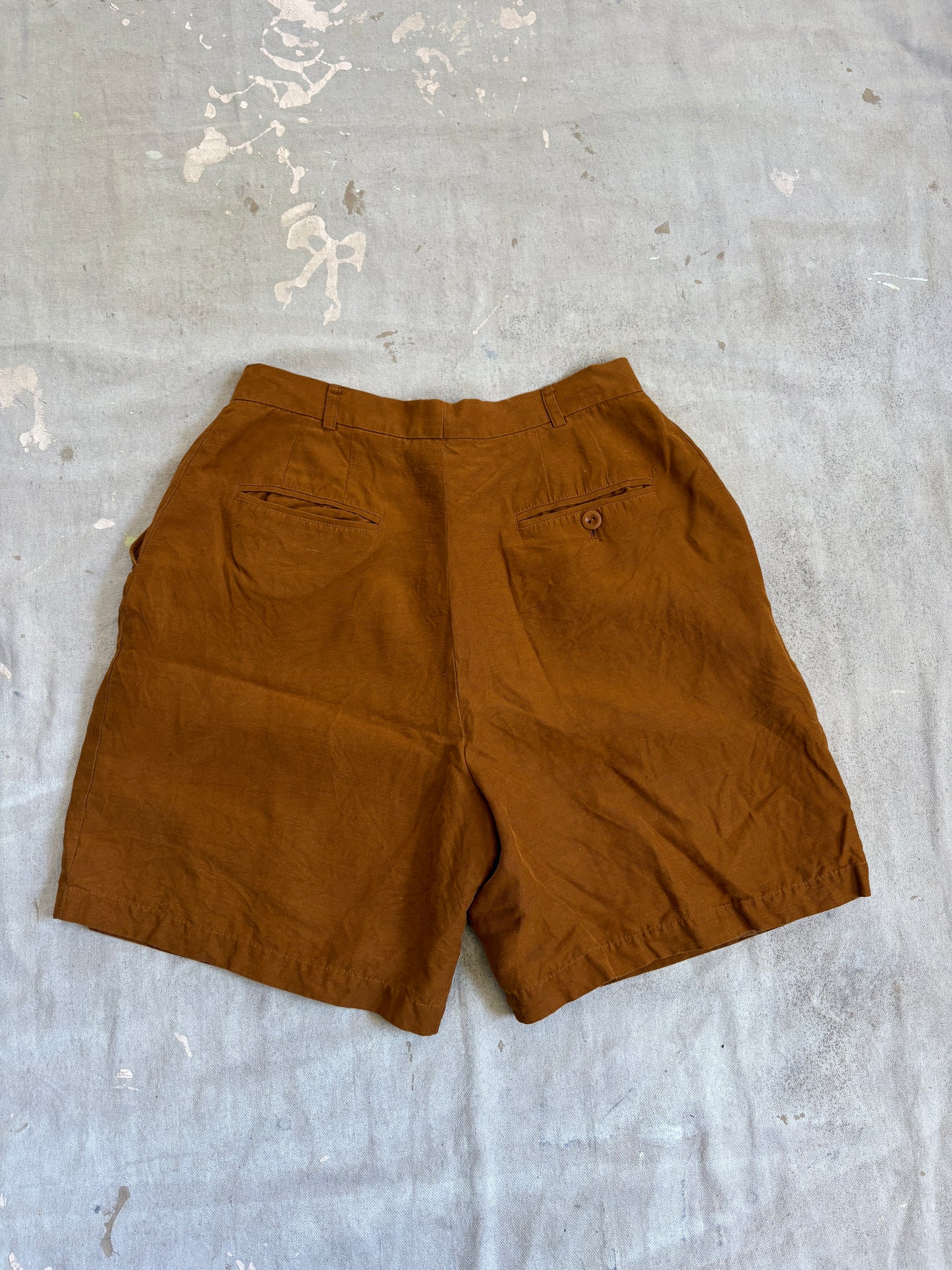 Vintage 90s Silk Linen Clay Shorts