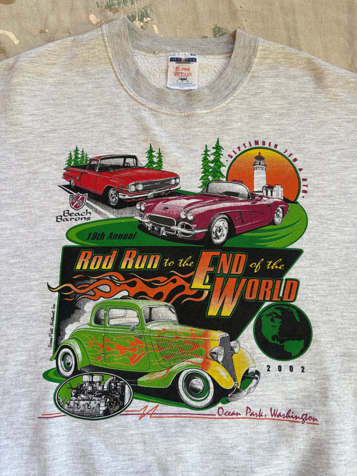 Vintage 2002 Beach Barons Rod Run To The End Of The World Sweatshirt