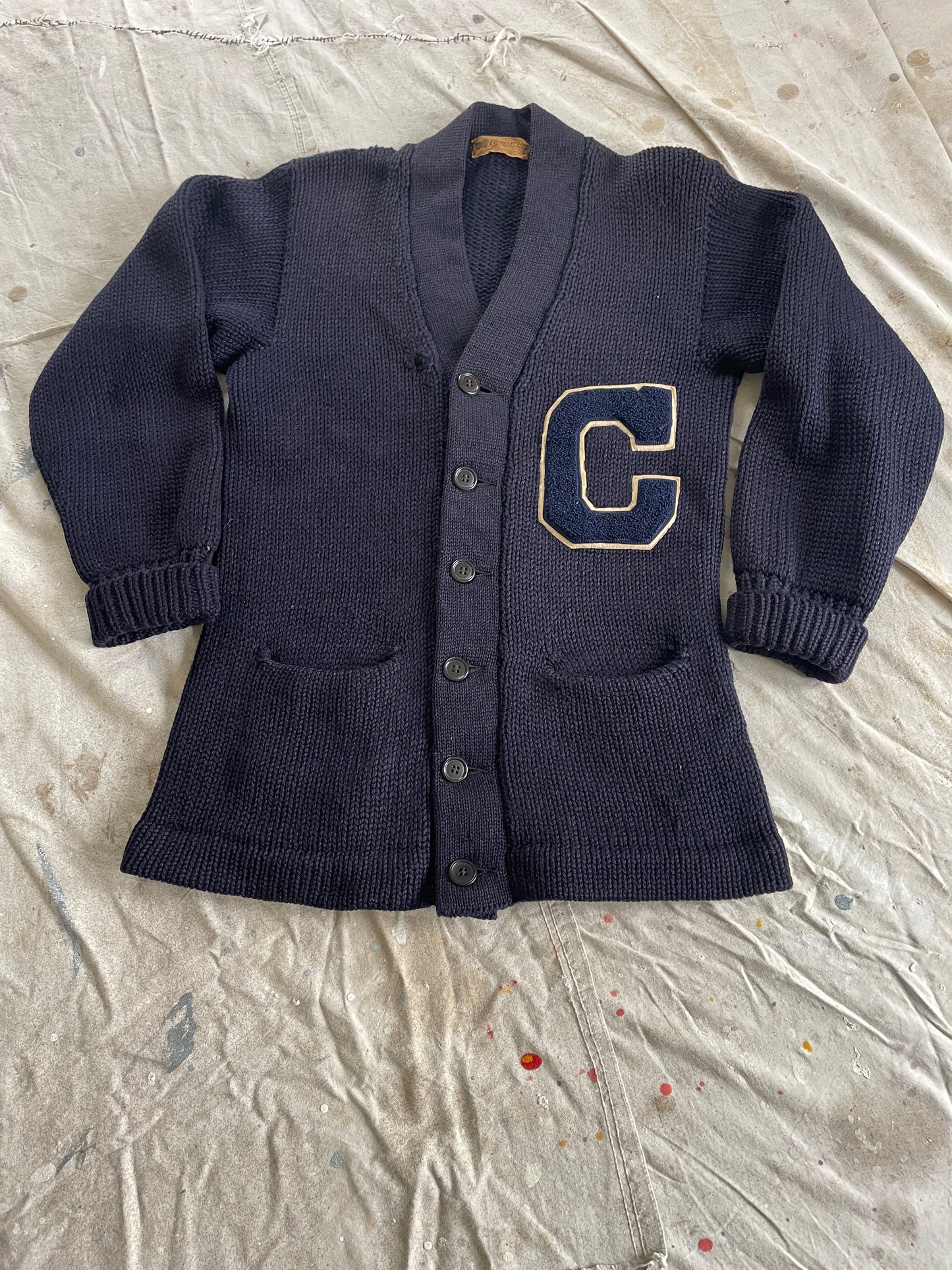 50s Navy Blue Letterman Sweater “C”