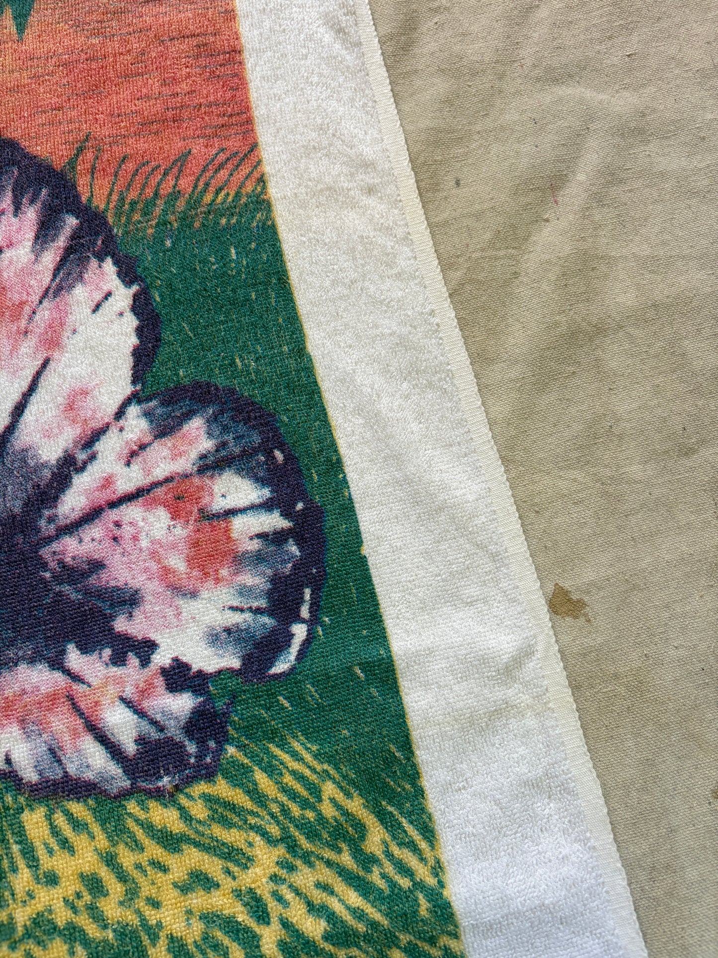 Vintage Fashion Bug Tropical Scene Beach Towel