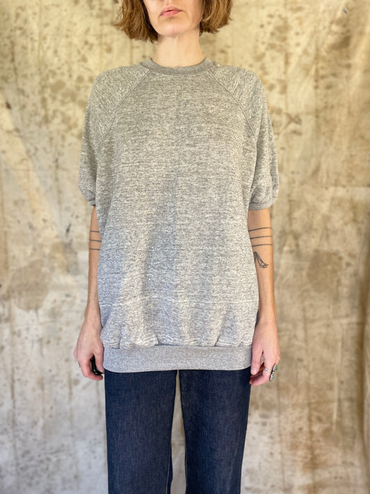 80s Blank Grey Short Sleeve Sweatshirt