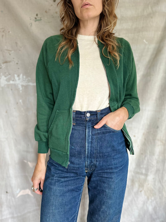 70s Evergreen Zip Front Sweatshirt