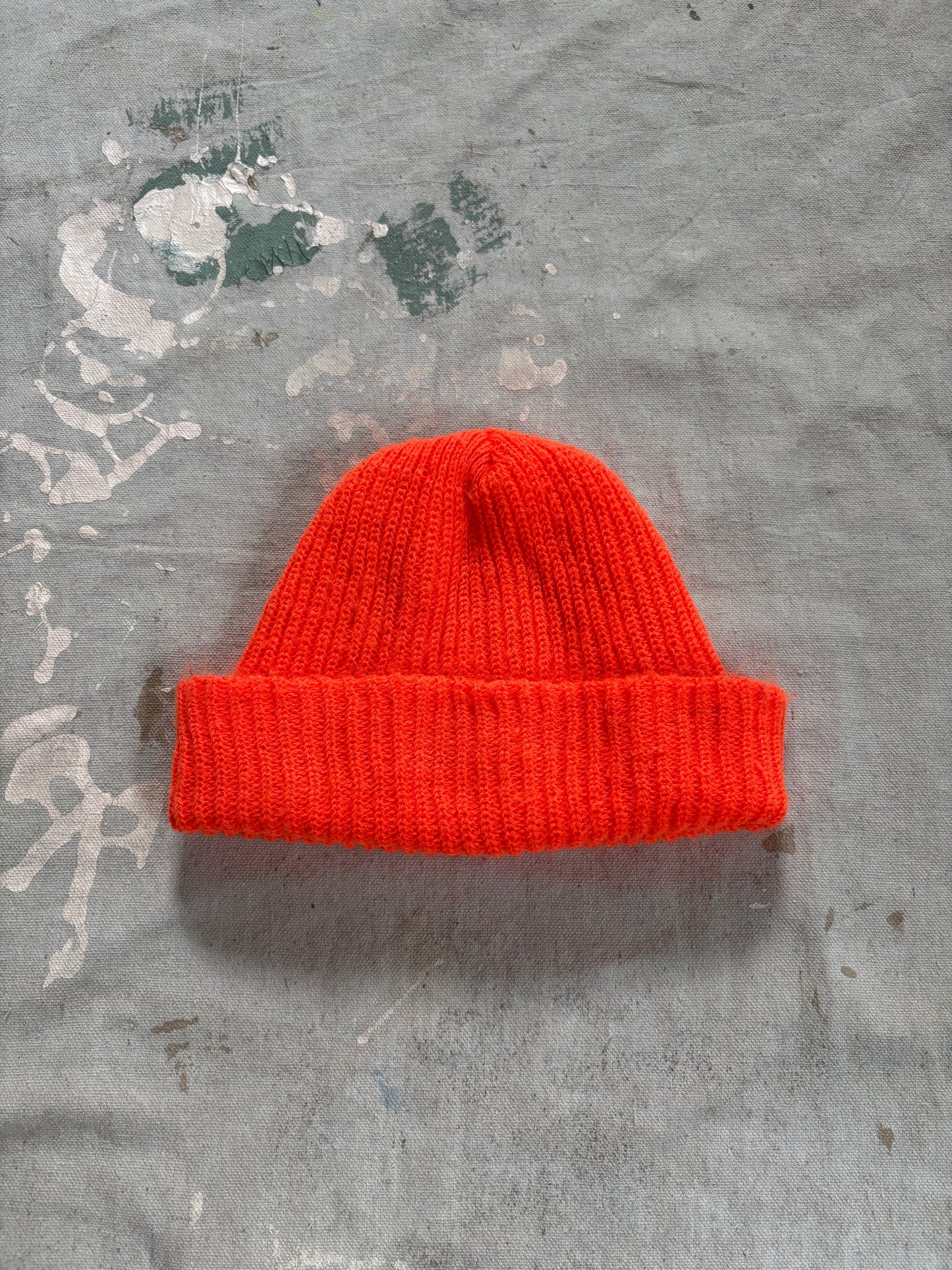 90s Safety Orange Knit Watch Cap