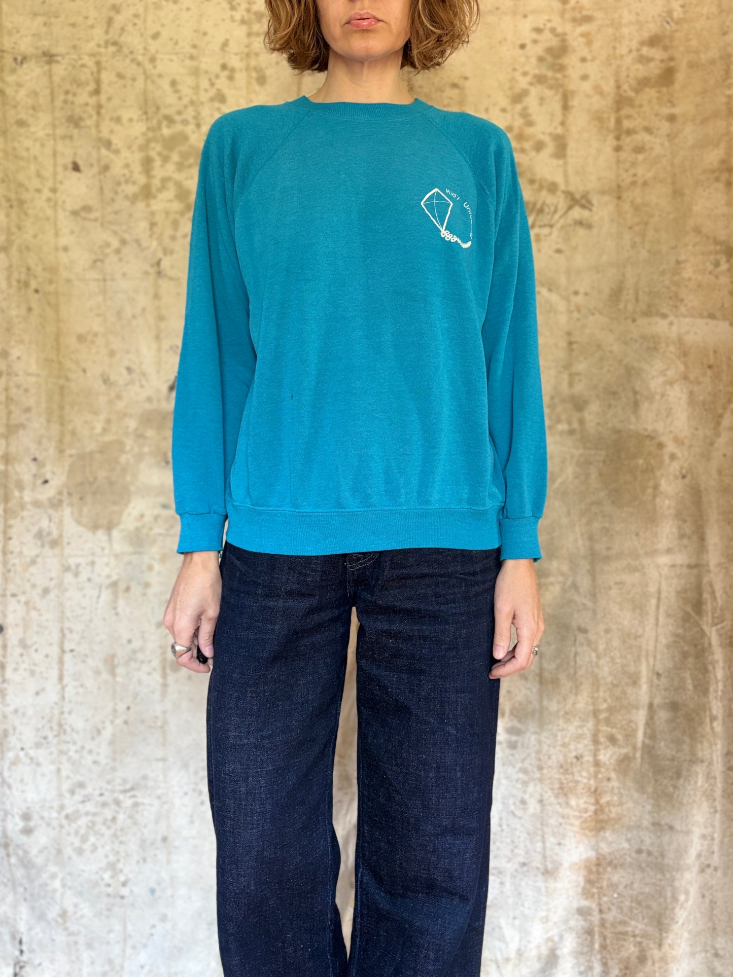 Vintage 80s Kids University Flying Kite Sweatshirt