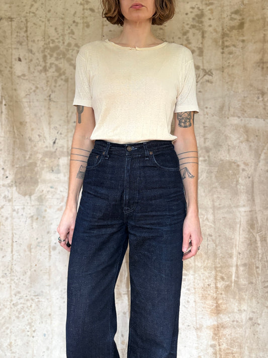 Vintage 40s Pilgrim Ribbed Off White Tee