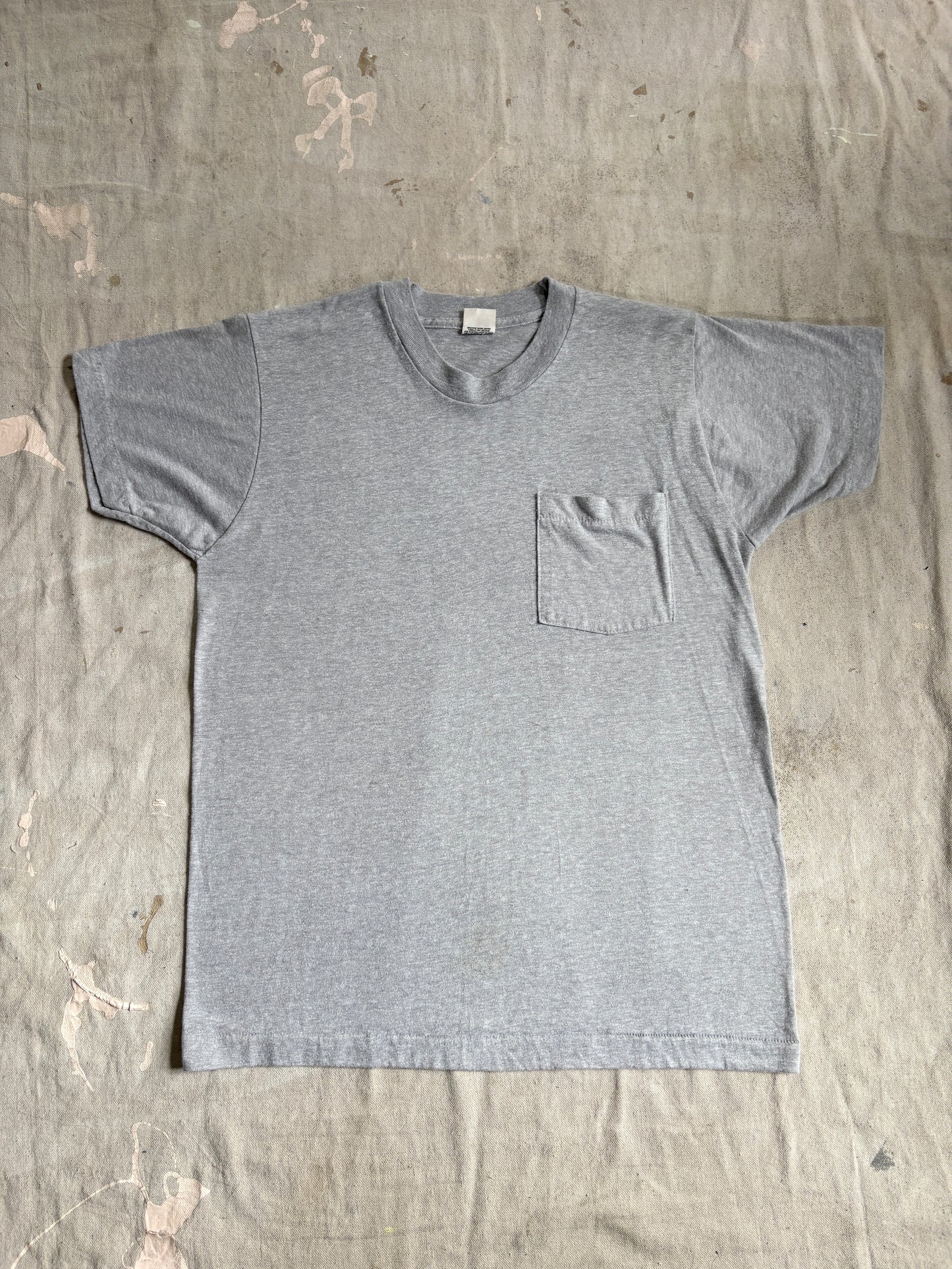 Vintage 80s Blank Gray Pocket Tee