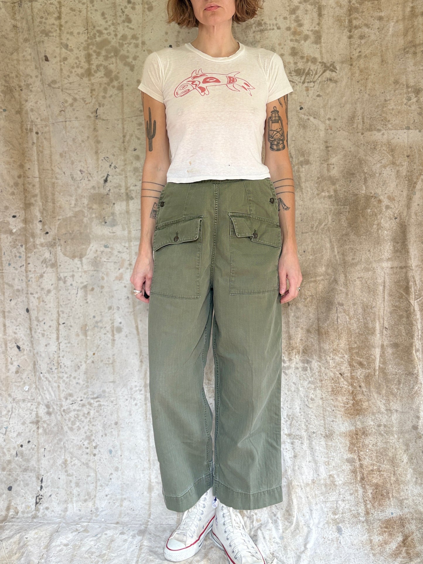 40s WWII WAC HBT Front Pocket Trousers