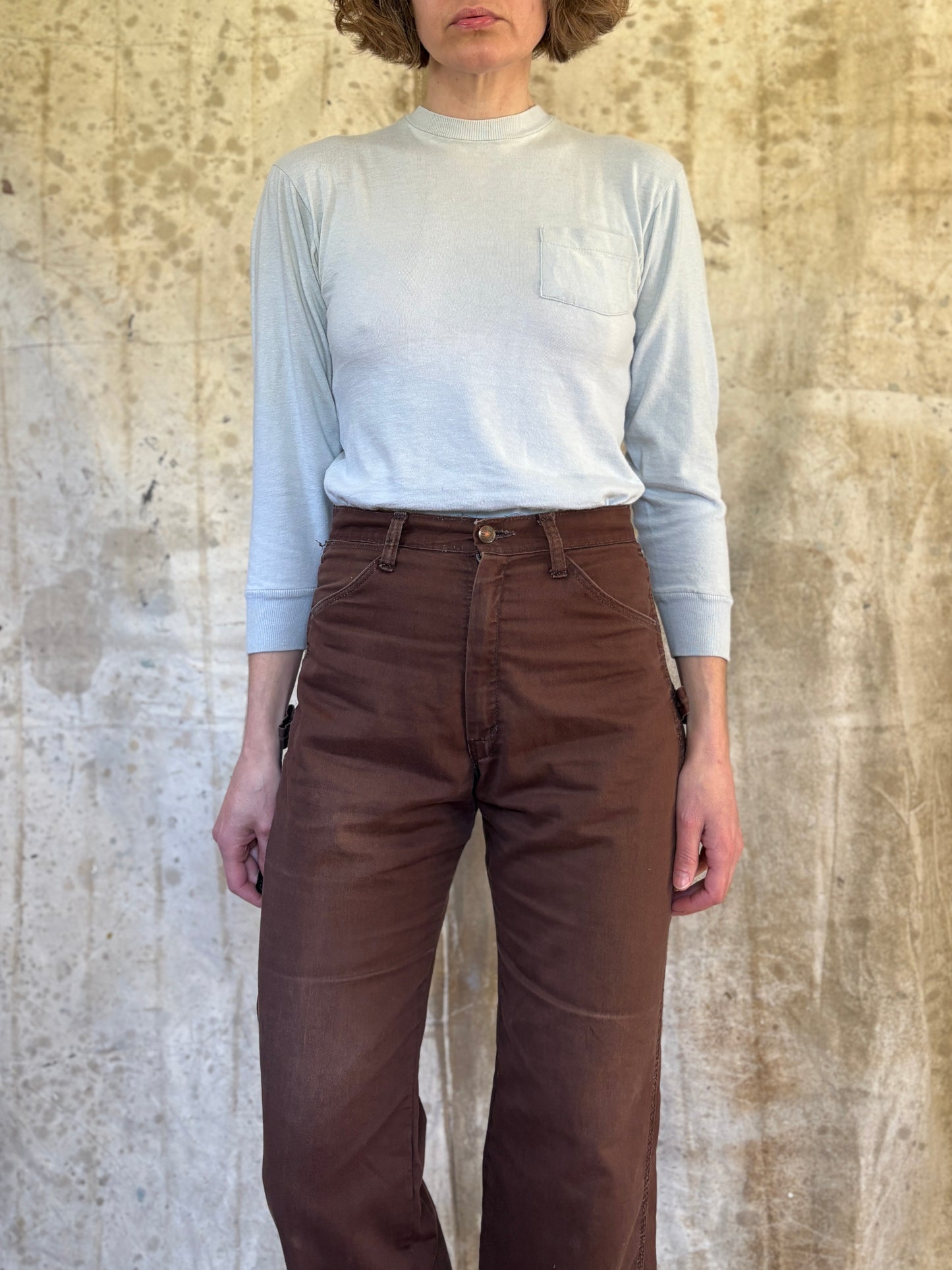 Vintage 50s Pale Blue Blank Pocket Tee