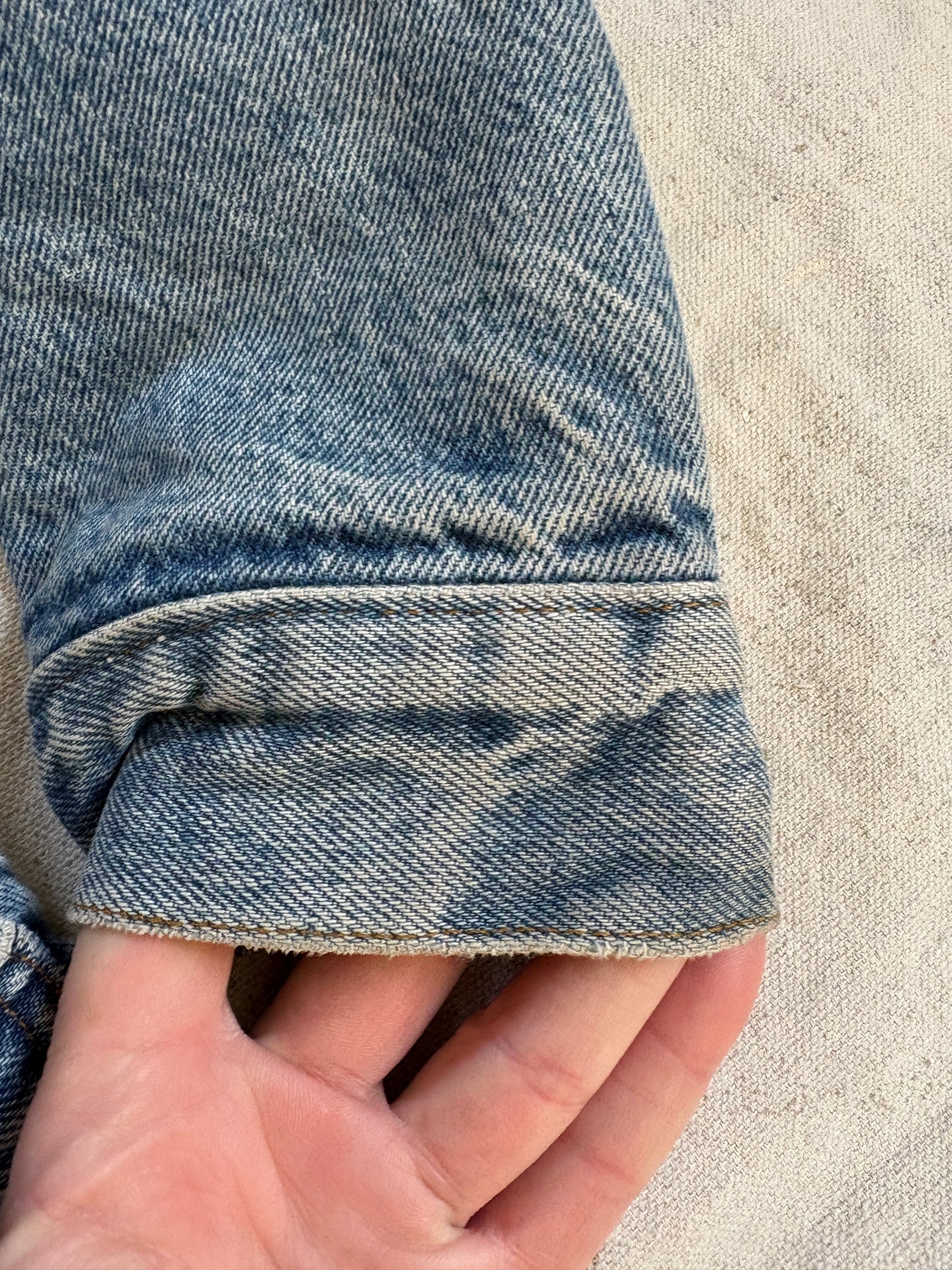 80s Buffalo Plaid Flannel Lined Levi’s Trucker Jean Jacket