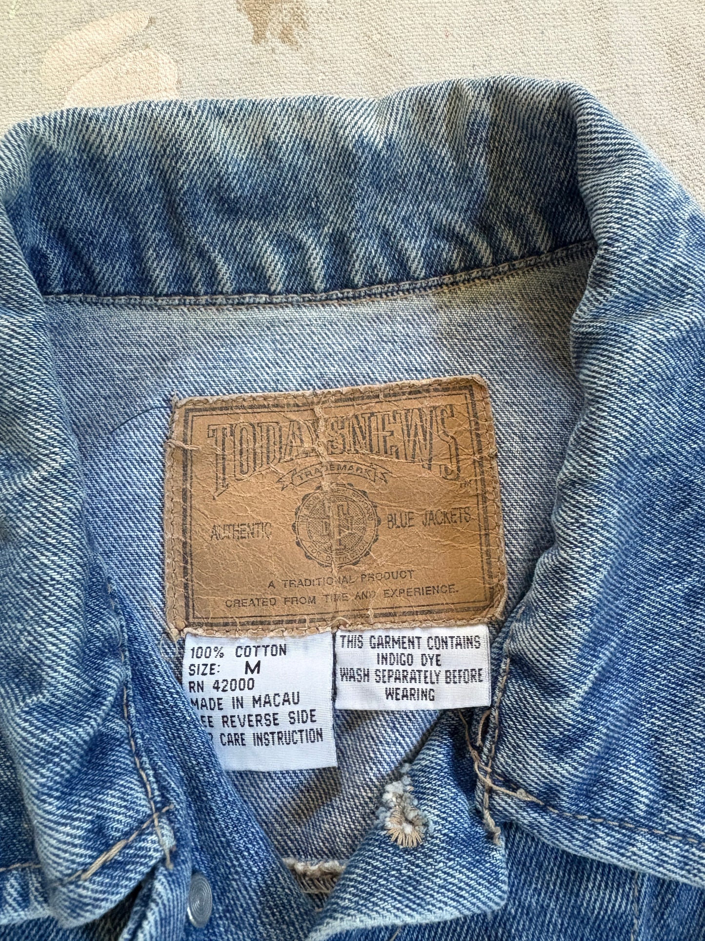 Vintage 90s Today’s News Jean Jacket Air Borne Patch