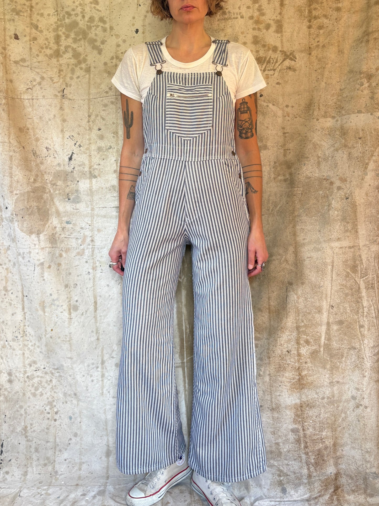Vintage 60s/70s Sears Striped Bell Bottom Overalls