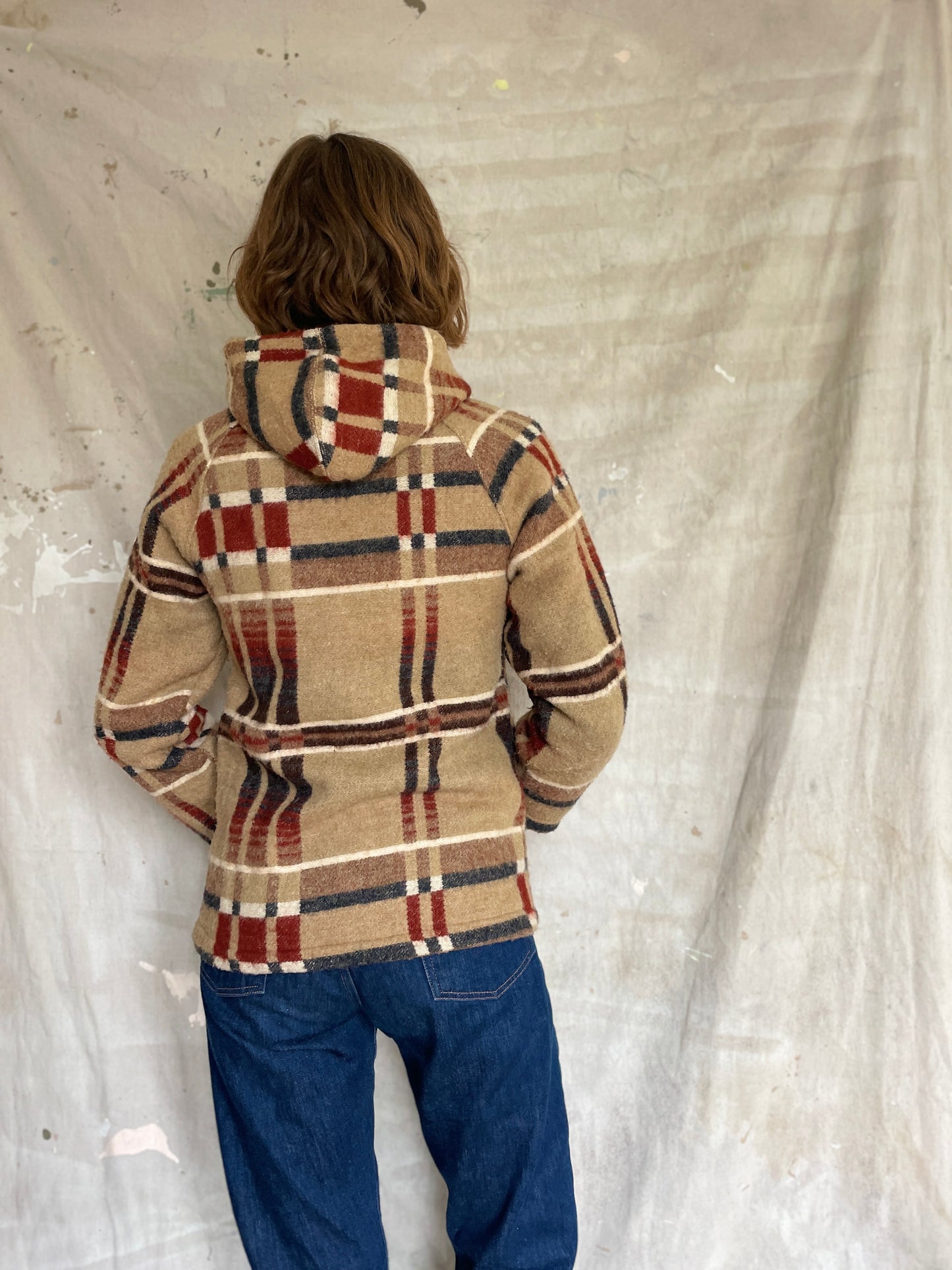 80s Plaid Wool Coat