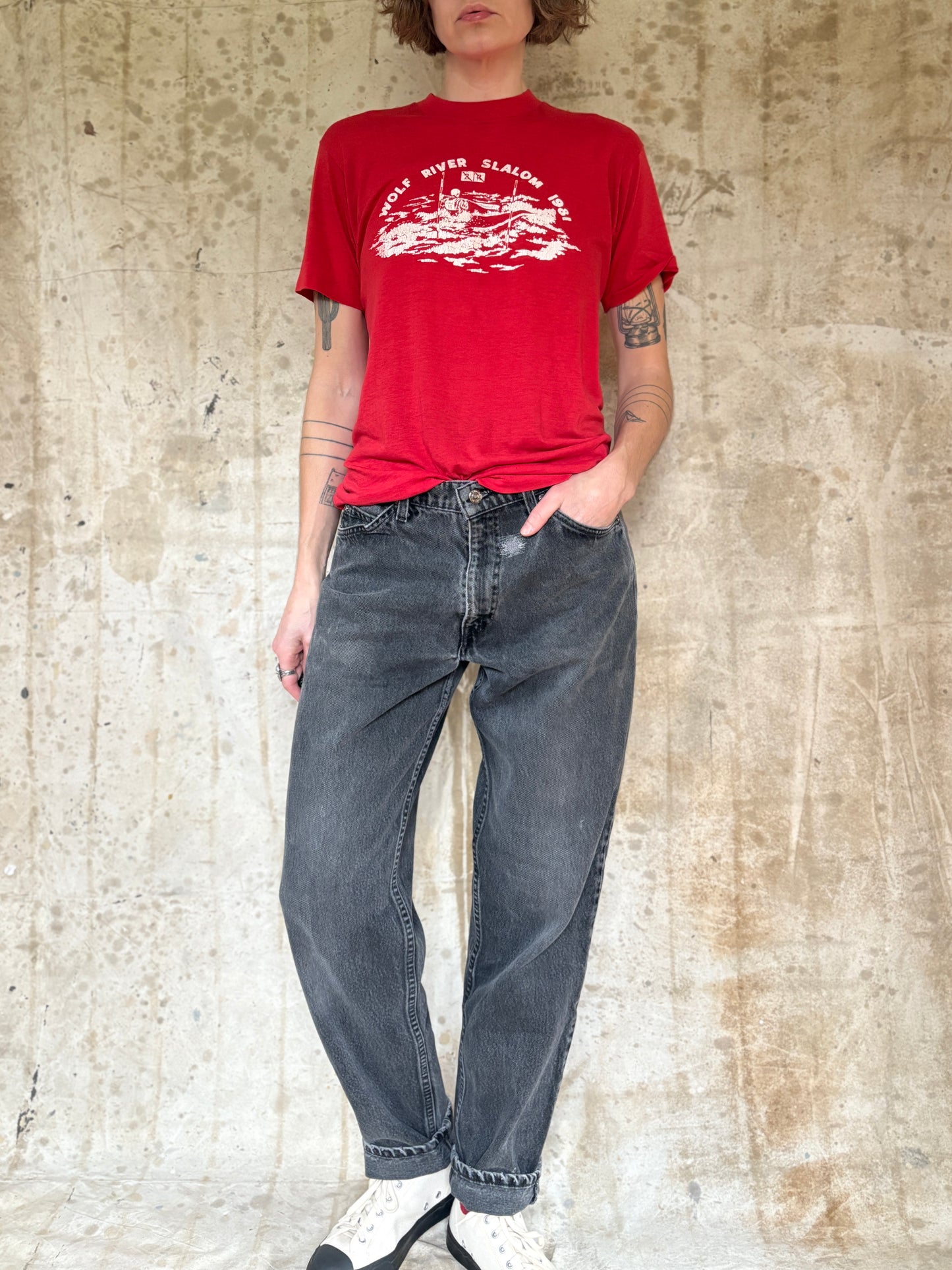 Vintage 90s Faded Black Orange Tab Levi’s 550 Jeans