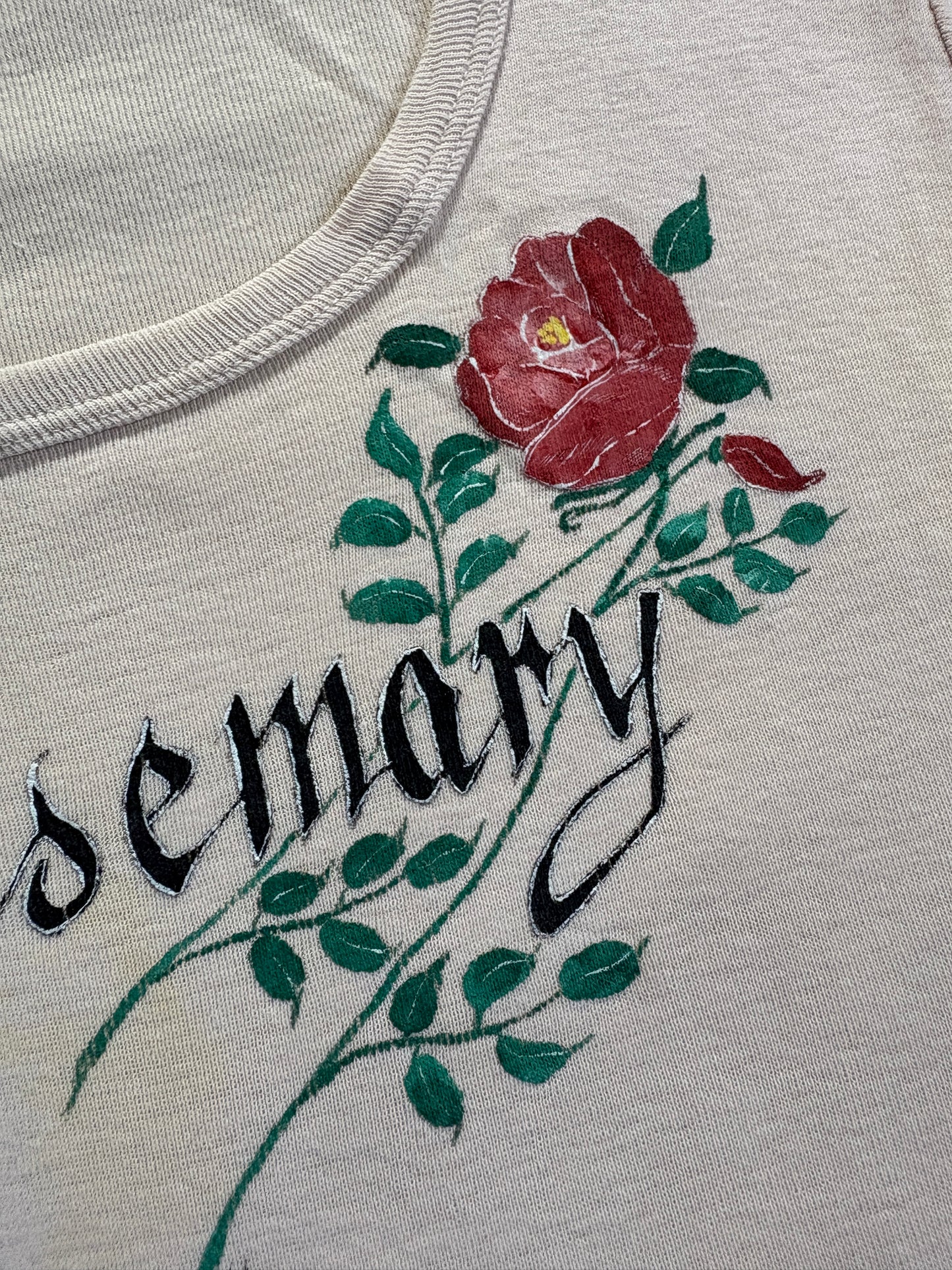 Vintage 70s Rosemary Hand Painted French Cut Tee