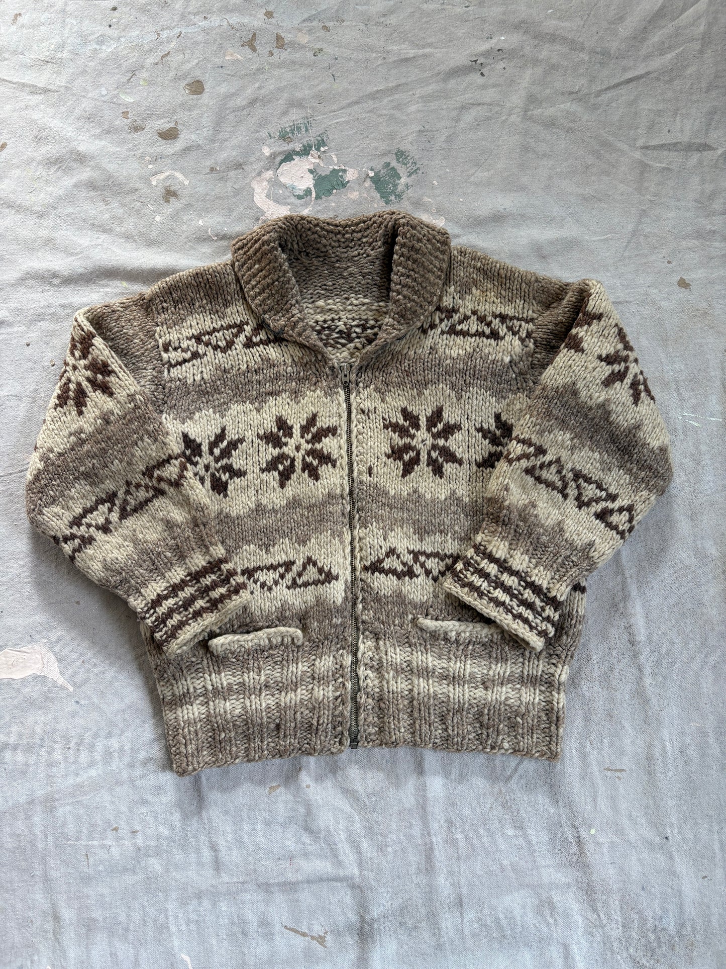 50s Snowflake Cowichan Style Sweater