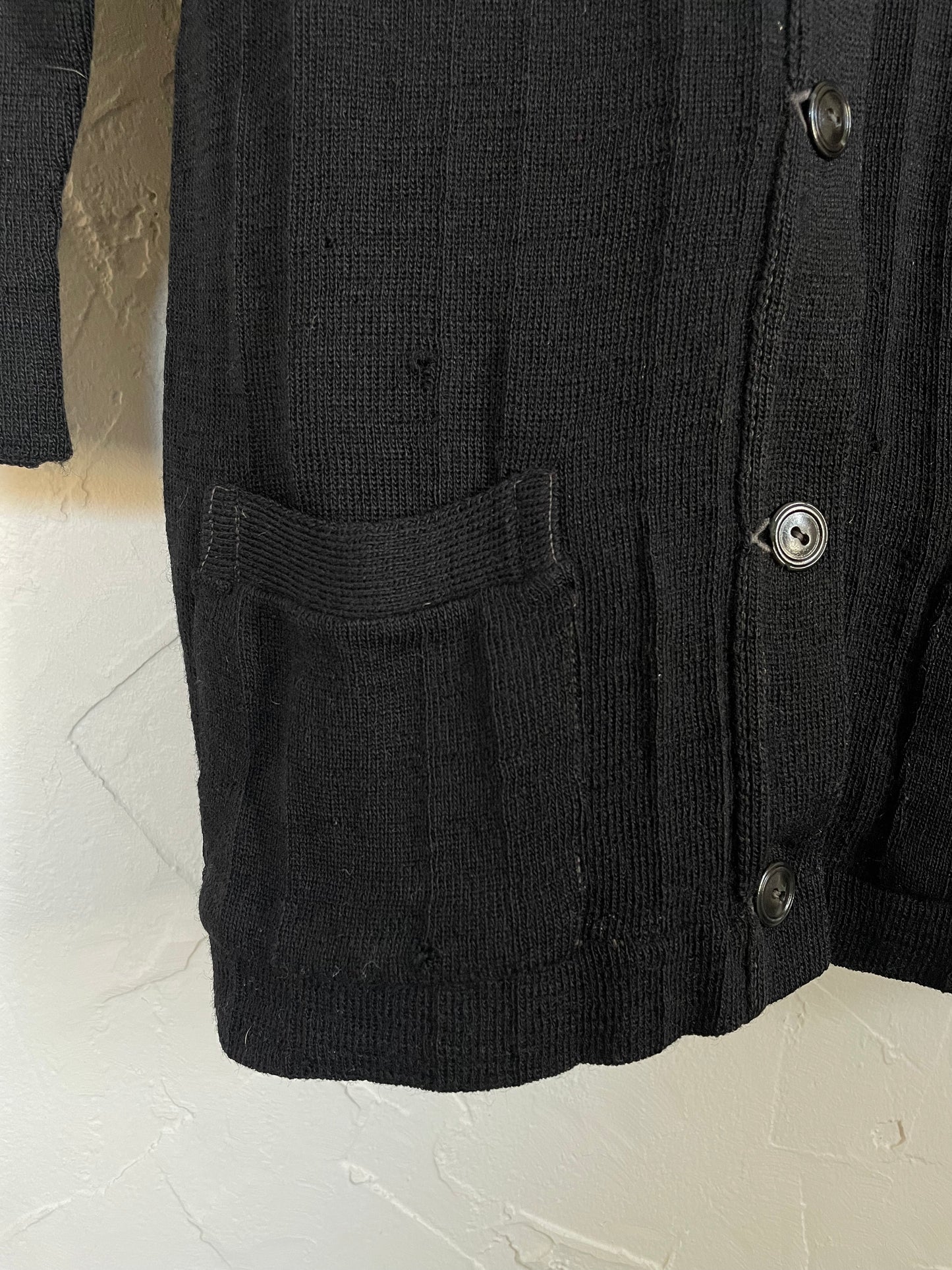 40s Black Ribbed Cardigan