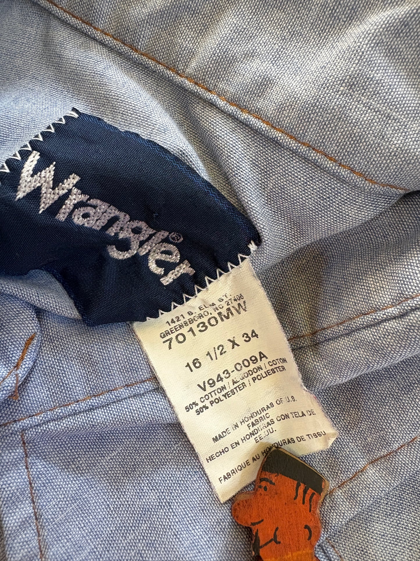 Vintage 90s Wrangler Pearl Snap Chambray Shirt