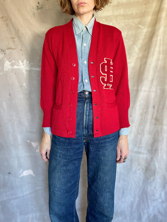 60s Red Letterman Sweater