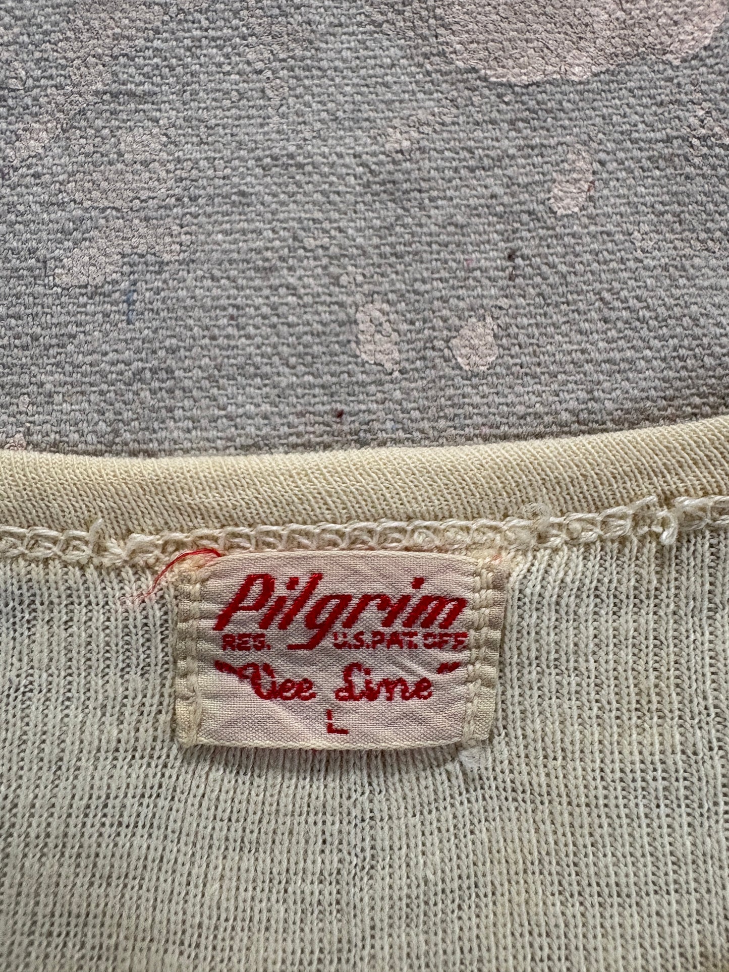 Vintage 40s Pilgrim Ribbed Off White Tee
