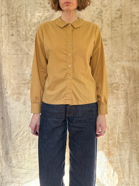 80s Peter Pan Collar Mustard Blouse